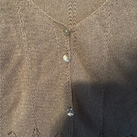 Vintage Cottagecore Bohemian Prairie Rayon Tan Long Sleeve Cardigan Medium - Picture 6 of 8
